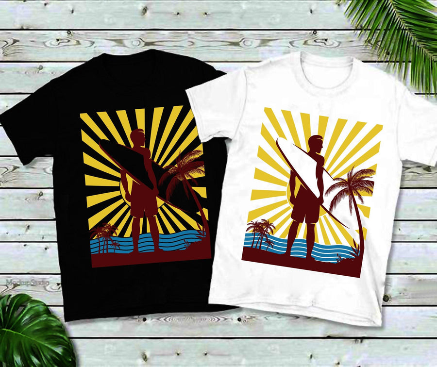 Plus Minus Co Surfer Vintage | Retro Sunset T-Shirts, Vintage Stand Up Paddling - Paddle Board Tshirt, Paddle surfer, beach surfing, paddle beach surfer