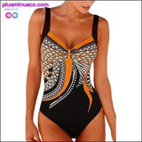 Plus Minus Co Swimwear Women One Piece Swimsuit Push Up Vintage Retro, view 3