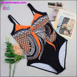 Plus Minus Co Swimwear Women One Piece Swimsuit Push Up Vintage Retro, view 6