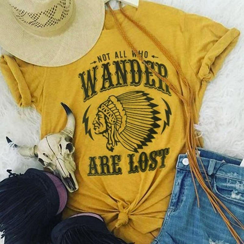 Plus Minus Co T Shirt Women Short Sleeve Letter Character Print Not All Who Wander Are Lost Casual Female T Shirt Fashion Ladies Tops Tee