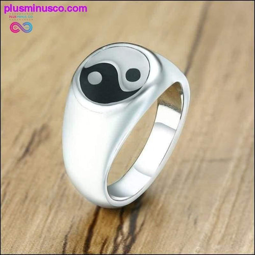 Plus Minus Co Tai Chi Yin Yang Stainless Steel Silver Tone Enamel Round