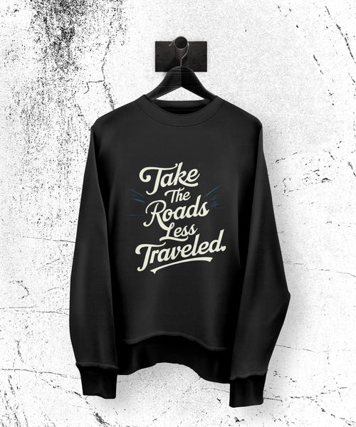 Plus Minus Co Take The Roads Less Traveled T-Shirt Inspirational Journey Graphic Tee