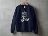 Plus Minus Co Take The Roads Less Traveled T-Shirt Inspirational Journey Graphic Tee, view 3