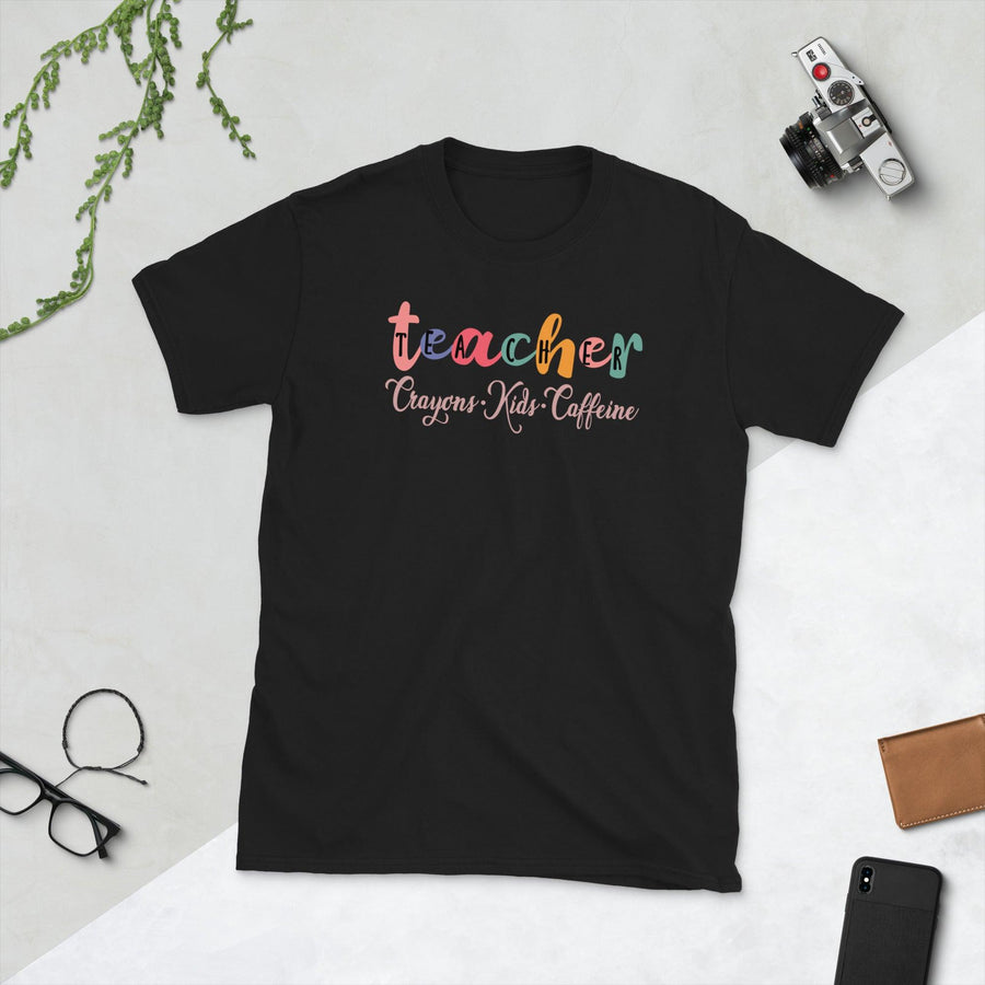Plus Minus Co teacher crayons kids caffeine Unisex Tee