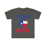 Plus Minus Co Texas Bound | Texas Map T-Shirts, Moving to Texas , Welcome to Texas Gift, Texas Bound, New in Texas, Moving to DFW, Houston, Austin, view 3