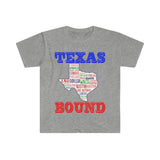 Plus Minus Co Texas Bound | Texas Places T-Shirts |Texas Map T-Shirts, Moving to Austin , Welcome to Texas Gift, Texas Bound, New in Texas, Moving to DFW, view 5