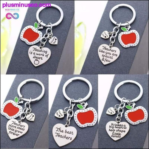Plus Minus Co Thank You Teachers Love Heart Keychain Chic Red Apple