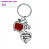 Plus Minus Co Thank You Teachers Love Heart Keychain Chic Red Apple, view 3