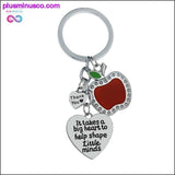 Plus Minus Co Thank You Teachers Love Heart Keychain Chic Red Apple, view 4