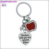 Plus Minus Co Thank You Teachers Love Heart Keychain Chic Red Apple, view 6