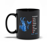 Plus Minus Co The Capricorn, Capricorn  Is Cautious, Ambitious, Practical, Responsible, Introvert, Caring, Open-Hearted, Reliable, And Nosey Black Mugs, view 5