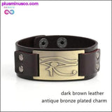 Plus Minus Co The Eye Of Horus Antique Bronze Leather Wide Wristband, view 3