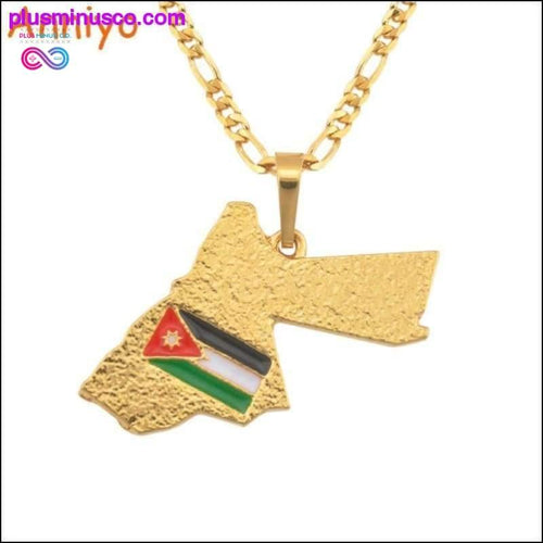 Plus Minus Co The Hashemite Kingdom of Jordan Map & Flag Pendant Necklace