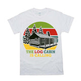 Plus Minus Co The Log Cabin Is Calling | Retro Sunset ,Cabin Fever| Climbing | Hiking | Camping | Outdoors  Camper | Log Cabin |Cabin Is Calling ,Mountain, view 3