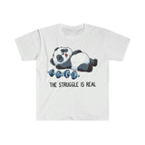Plus Minus Co The Struggle Is Real Panda Weightlifting T-Shirts, Weightlifting Fitness Gym Funny T-Shirt, Workout Shirt ,Fitness Shirt, view 2