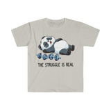 Plus Minus Co The Struggle Is Real Panda Weightlifting T-Shirts, Weightlifting Fitness Gym Funny T-Shirt, Workout Shirt ,Fitness Shirt, view 3