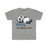 Plus Minus Co The Struggle Is Real Panda Weightlifting T-Shirts, Weightlifting Fitness Gym Funny T-Shirt, Workout Shirt ,Fitness Shirt, view 5