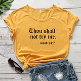 Plus Minus Co Thou Shall Not Try Me Letter Printed New Arrival Unisex Summer Funny Casual 100%Cotton T-shirt Gift for Mom Gift for Dad Mothers Day shirts Mom Life Tees, view 3