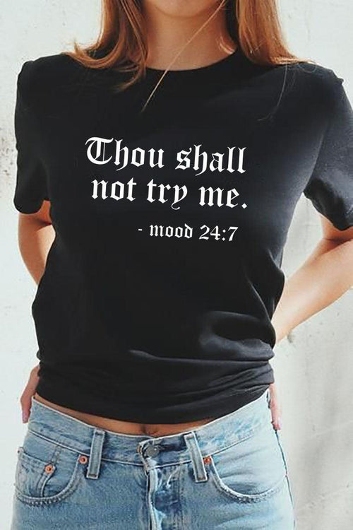 Plus Minus Co Thou Shall Not Try Me Letter Printed New Arrival Unisex Summer Funny Casual 100%Cotton T-shirt Gift for Mom Gift for Dad Mothers Day shirts Mom Life Tees