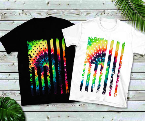 Plus Minus Co Tie Dye Grunge | American Flag T-Shirts