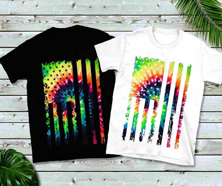 Plus Minus Co Tie Dye Grunge | American Flag T-Shirts