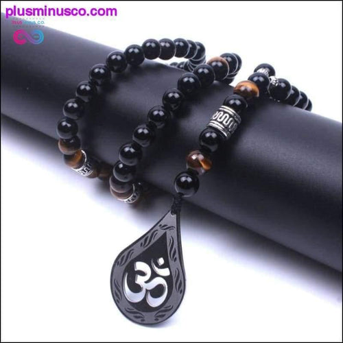 Plus Minus Co Tiger eye onyx stone Beaded yoga necklace || PlusMinusCo