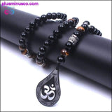 Plus Minus Co Tiger eye onyx stone Beaded yoga necklace || PlusMinusCo, view 2