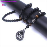 Plus Minus Co Tiger eye onyx stone Beaded yoga necklace || PlusMinusCo, view 3