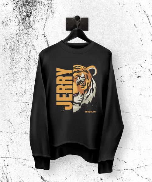 Plus Minus Co Tiger Face T-Shirt - Fierce Jerry Tiger Graphic Tee - Wild Animal Print Shirt - Men's and Women's Casual Wear