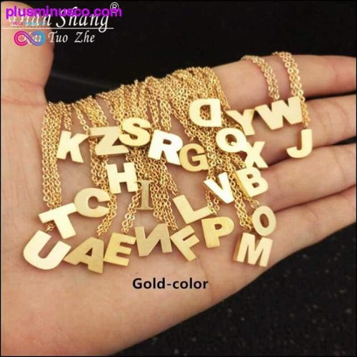 Plus Minus Co Tiny Personalized Alphabet Pendant Necklace Women Stainless