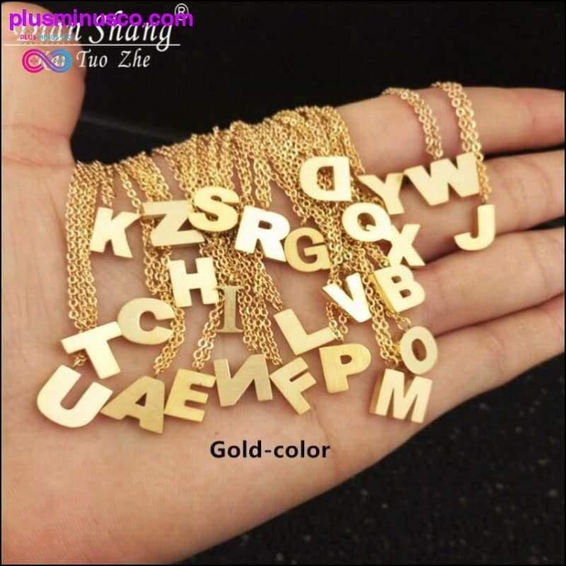 Plus Minus Co Tiny Personalized Alphabet Pendant Necklace Women Stainless