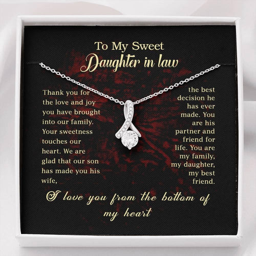Plus Minus Co To My Daughter-In-Law Necklace Gift | Wedding Gift, Jewelry From Mother-In-Law | Gift For Bride, Birthday Gift | Sparkling Radiance Necklace