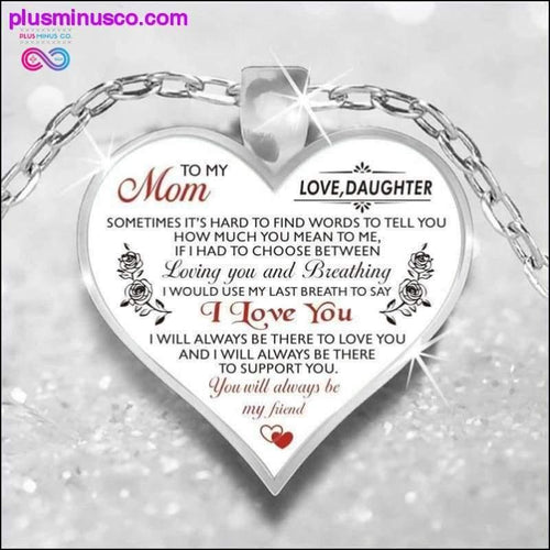 Plus Minus Co To My Mom Grandma Daughter Heart Necklace Silver Color Chain