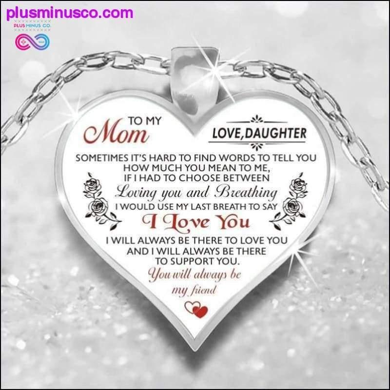 Plus Minus Co To My Mom Grandma Daughter Heart Necklace Silver Color Chain
