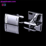 Plus Minus Co Top Quality Silver Rectangular Cufflinks for Men, view 2