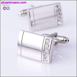 Plus Minus Co Top Quality Silver Rectangular Cufflinks for Men, view 3