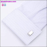 Plus Minus Co Top Quality Silver Rectangular Cufflinks for Men, view 4