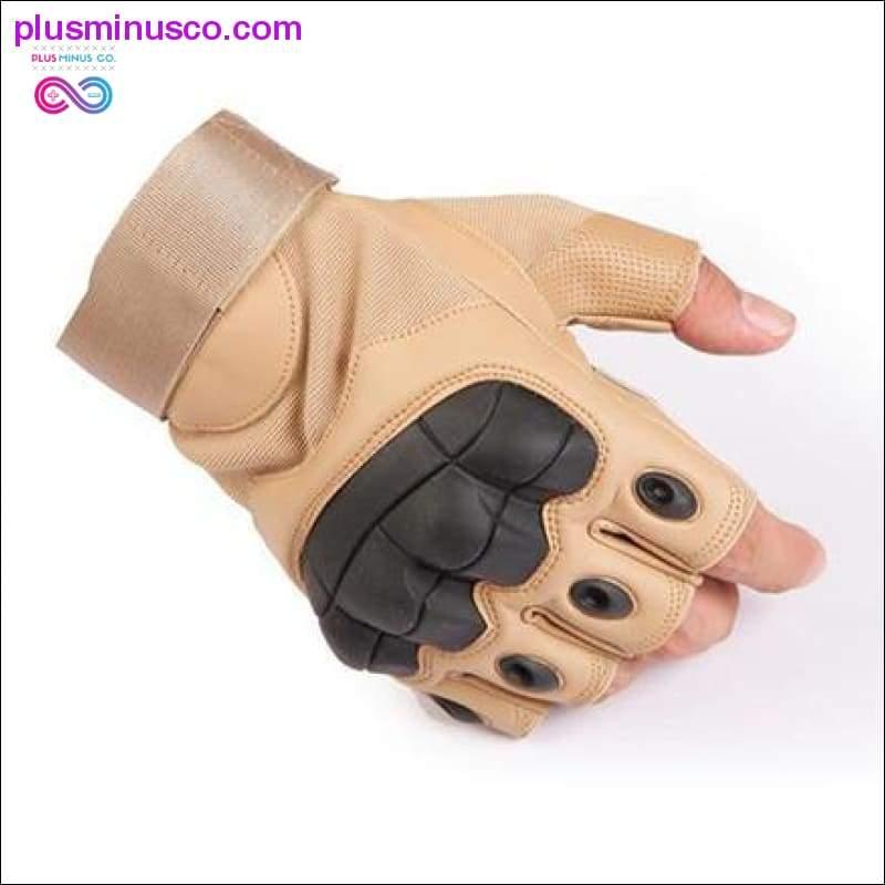 Plus Minus Co Touch Screen Hard Knuckle Tactical Gloves PU Leather Army