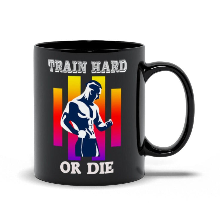 Plus Minus Co Train Hard Or Die Black Mugs,Men's Weight Lifting, Athletic , Gym Workout, Fitness Sports