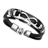 Plus Minus Co Trendy Black Genuine Leather Bracelet Women Men Punk Rock, view 2