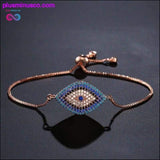 Plus Minus Co Trendy Gold Evil Eye Bracelet Pave CZ Blue Gold Chain, view 5