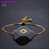 Plus Minus Co Trendy Gold Evil Eye Bracelet Pave CZ Blue Gold Chain, view 6