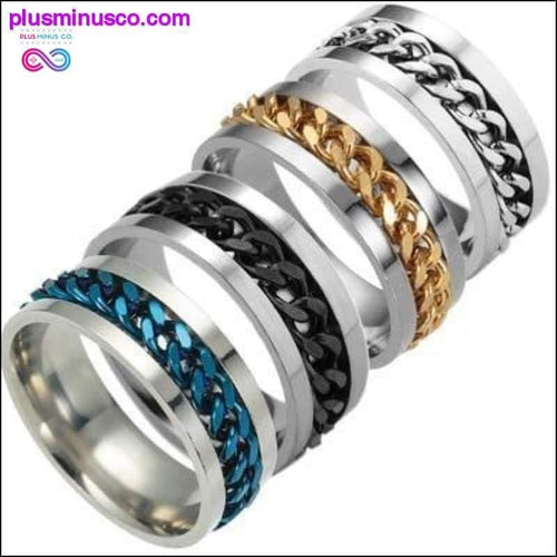 Plus Minus Co Trendy Jewelry Fashion Men's Women Ring with Chain The Punk