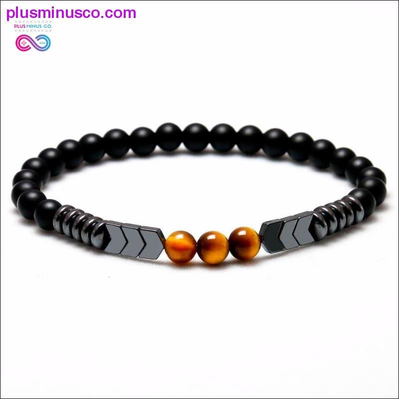 Plus Minus Co Trendy Natural Matte Black Onyx Beads With Tiger Eye Strand