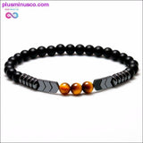 Plus Minus Co Trendy Natural Matte Black Onyx Beads With Tiger Eye Strand, view 2