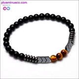 Plus Minus Co Trendy Natural Matte Black Onyx Beads With Tiger Eye Strand, view 3