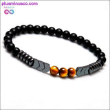 Plus Minus Co Trendy Natural Matte Black Onyx Beads With Tiger Eye Strand, view 5