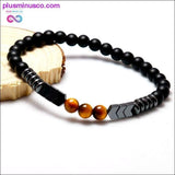 Plus Minus Co Trendy Natural Matte Black Onyx Beads With Tiger Eye Strand, view 6