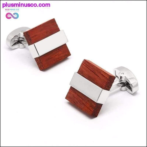 Plus Minus Co Trendy Wood & Copper Square Unisex Cufflinks