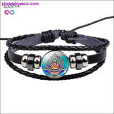 Plus Minus Co Triquetra Glass Cabochon Dome Leather Button Woven Bracelet, view 5
